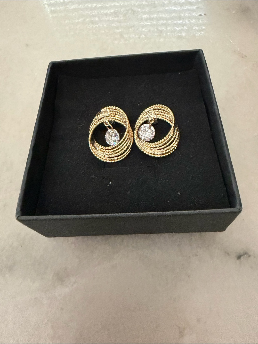 Gold Crystal Drop Circle Earrings - Women Jewelry